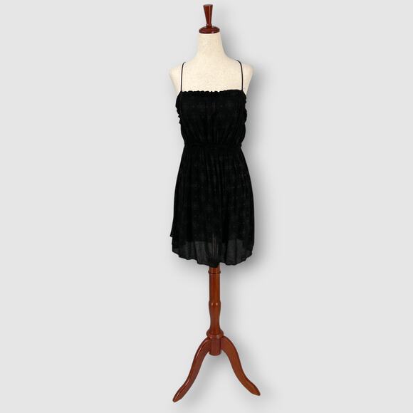 Free People Jolene Mini Slip Black Gold Dot Mini Dress Size Medium - Picture 6 of 7